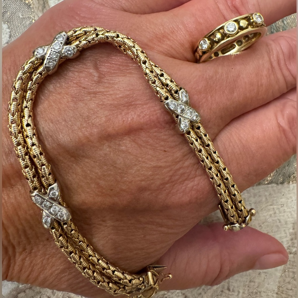 Vintage 14kGold and Diamond Bracelet Exquisite!  Similar to Tiffany Style.